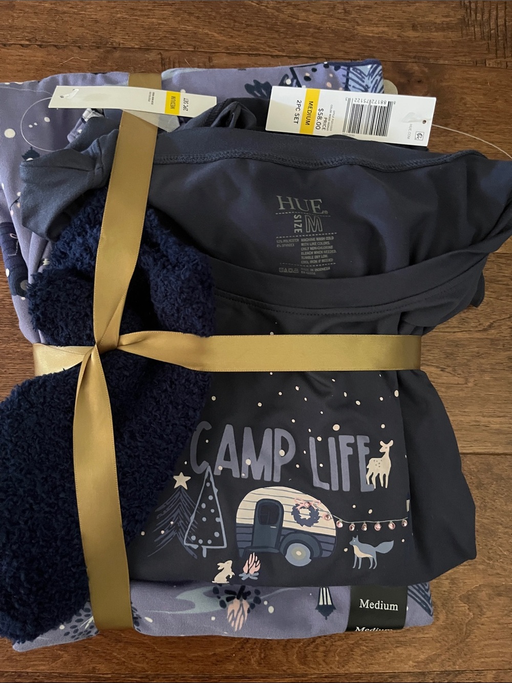 HUE Navy and Lavender 'Camp Life' Women's Sleepwear Set